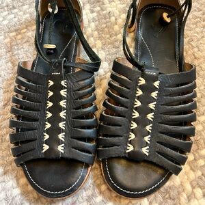 Olukai Hikina Sandals Black Leather Flat Sandals Size 7